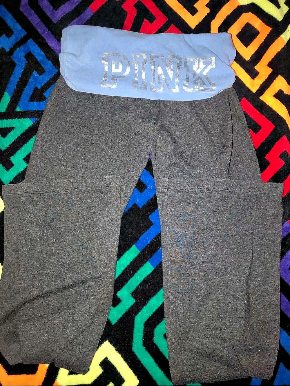 Y2K Vintage Victoria's Secret PINK UCLA COLLAB COLLEGIATE Small Black & Blue Leg